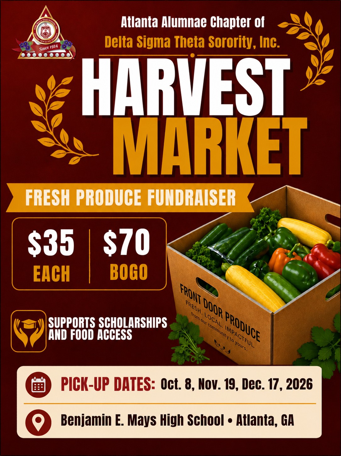 Atlanta Alumnae Chapter of Delta Sigma Theta Sorority, Inc. Harvest Market Fresh Produce Box Fundraiser
