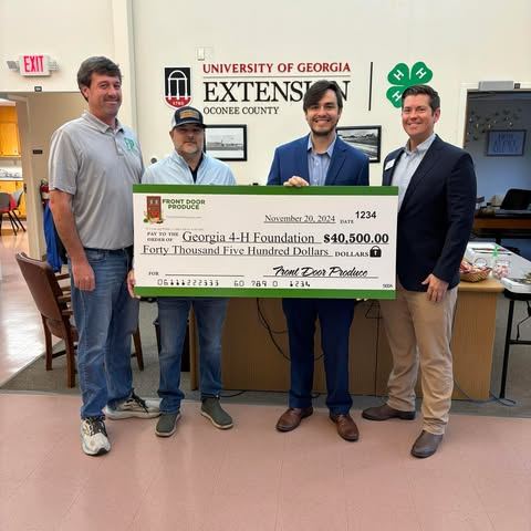 Front Door Produce presents a $40,500 check to the Georgia 4-H Foundation