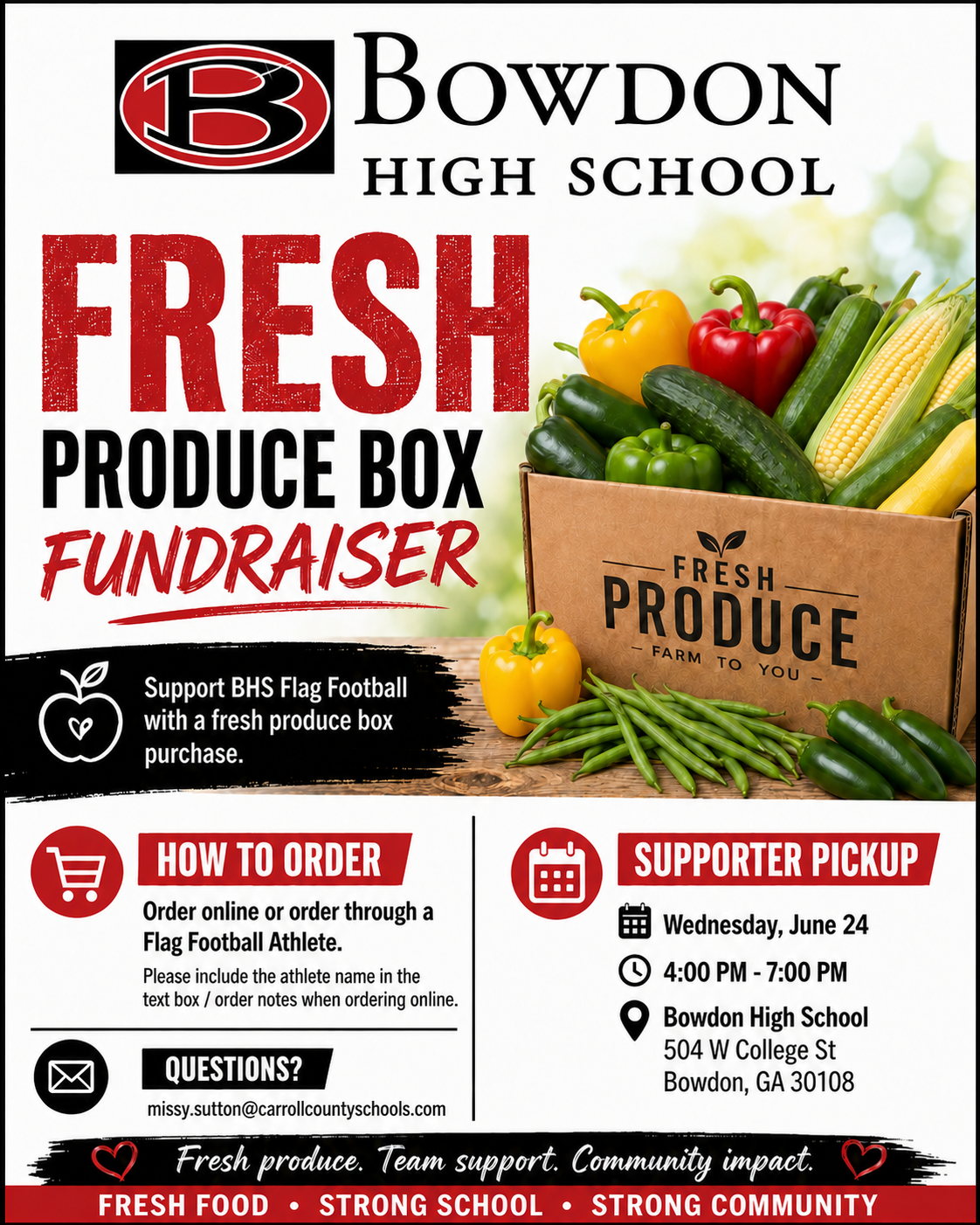 Bowdon High School Flag Football Fresh Produce Box Fundraiser